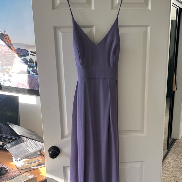 Rush Pleated Skirt Crepe Maxi Dress with Pockets-rush - Picture 3 of 4